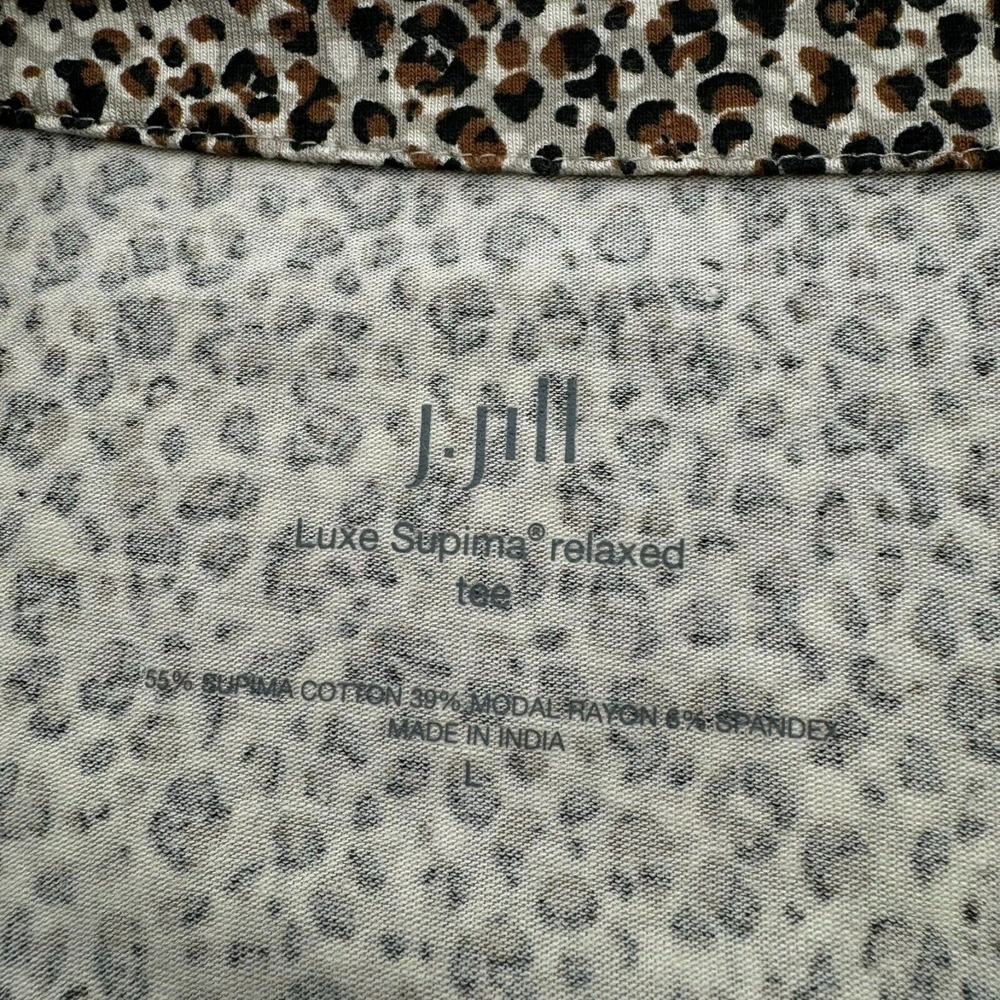 J. JILL NWT Women Large Luxe Supima Relaxed Tee Long Sleeve Animal Print Leopard - Picture 4 of 9
